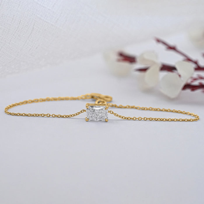 Radiant Cut Solitaire Diamond Chain Bracelet