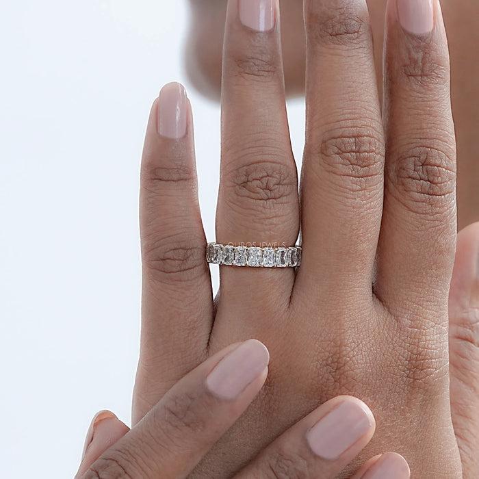 Radiant Cut Lab Grown Diamond  Eternity Wedding Band