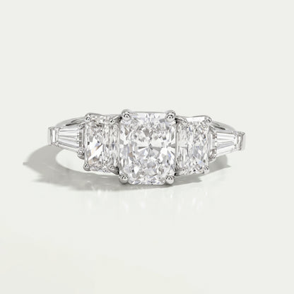 Radiant Lab Diamond Five Stone Engagement Ring Rings