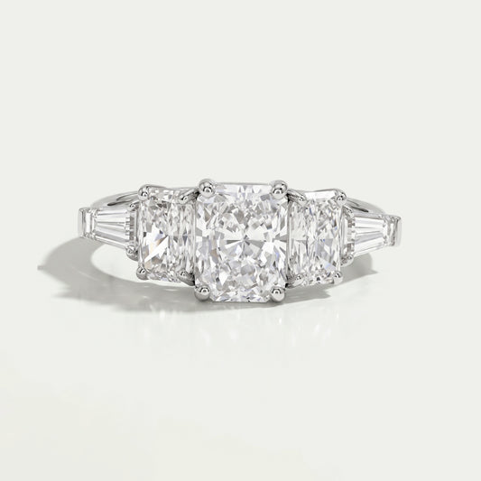 Radiant Lab Diamond Five Stone Engagement Ring Rings