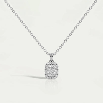 Radiant Lab Grown Diamond Halo Pendant Necklaces