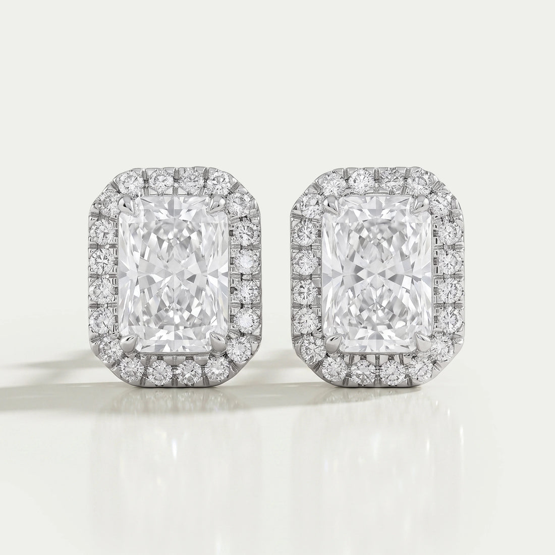 Radiant Diamond Halo Stud Earrings Earring