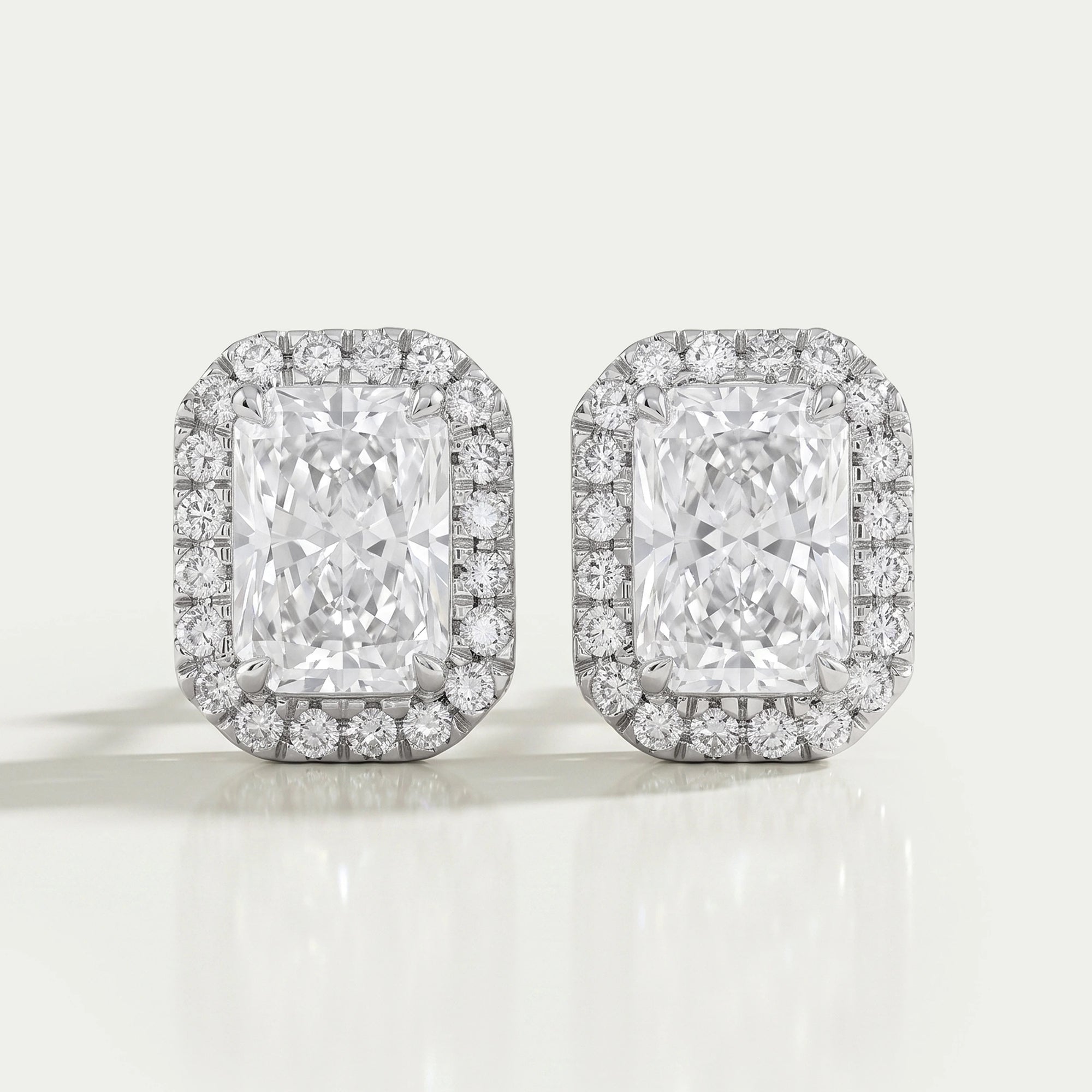 Radiant Diamond Halo Stud Earrings Earring