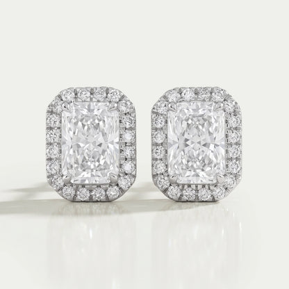 Radiant Diamond Halo Stud Earrings Earring