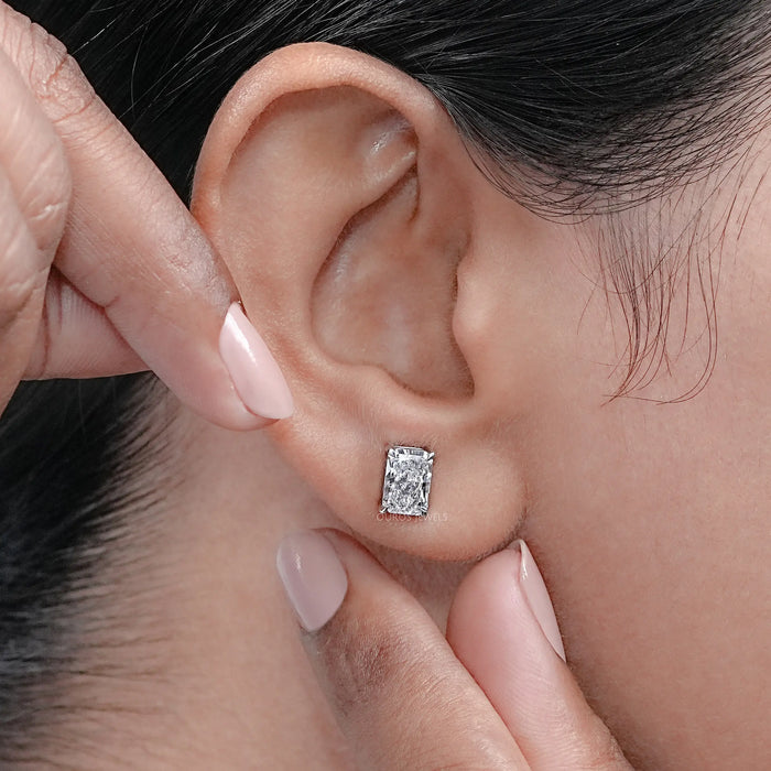 Radiant Cut Lab Grown Diamond Stud Earrings With IGI Certified