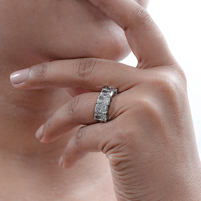 Five Stone Radiant Lab Diamond Wedding Ring