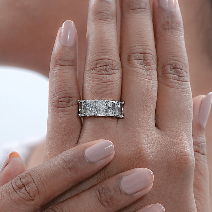 Five Stone Radiant Lab Diamond Wedding Ring