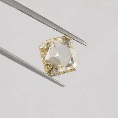 3.45 Carat Rose Cut Yellow Square Radiant Cut Diamond Loose