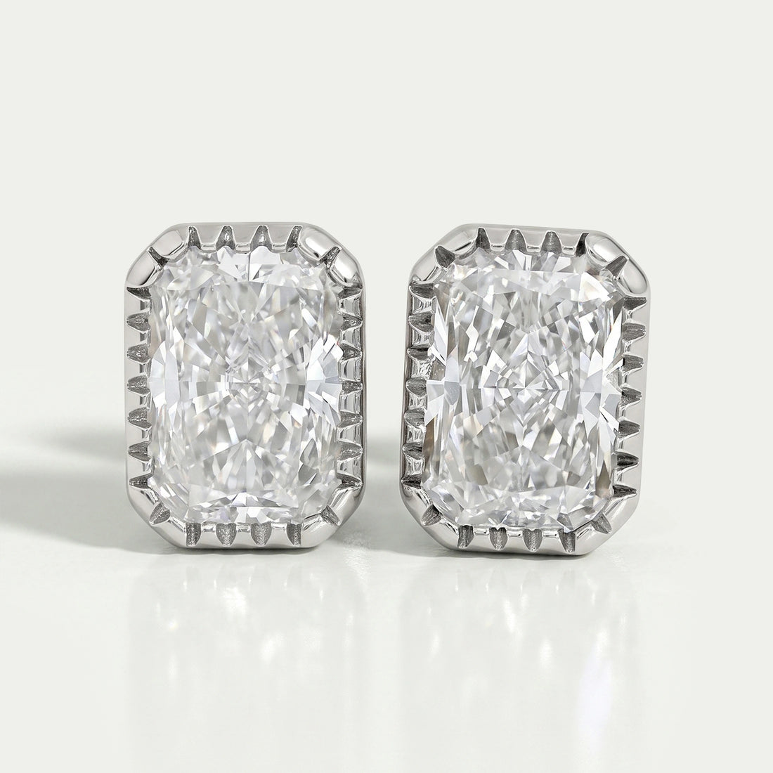Radiant Lab Diamond Milgrain Set Stud Earrings Earrings