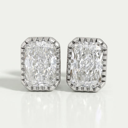 Radiant Lab Diamond Milgrain Set Stud Earrings Earrings