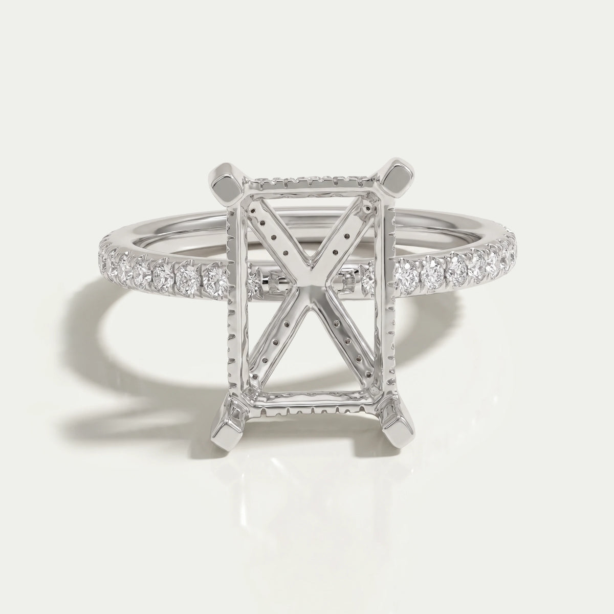 Radiant Shape Semi Mount Hidden Halo Ring