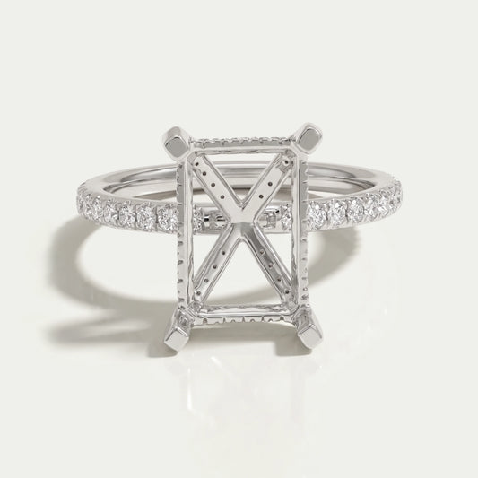 Radiant Shape Semi Mount  Hidden Halo Ring