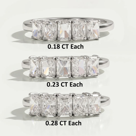 Five Stone Radiant Cut Lab Grown Diamond Ring Rings