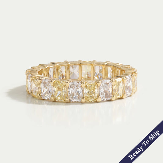 Yellow Radiant Cut Lab Diamond Eternity Band Ring