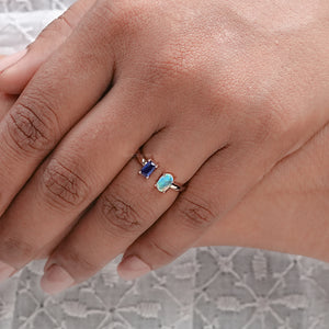 Opal And Sapphire Eemrald Open Cuff Ring