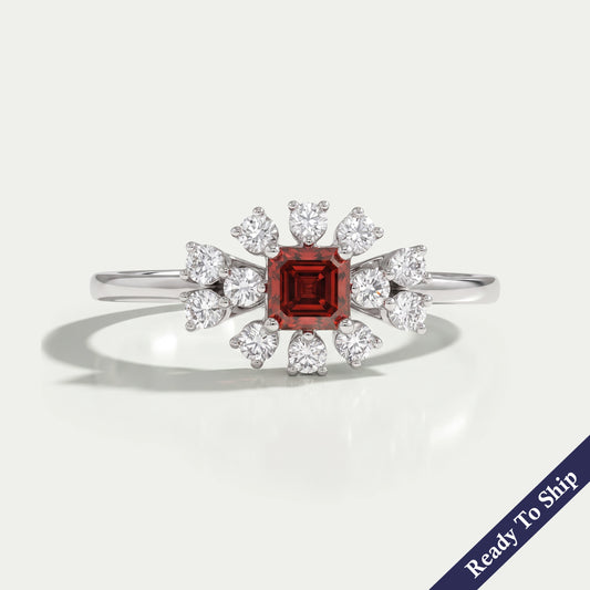 Asscher Cut Lab Grown Diamond Engagement Ring