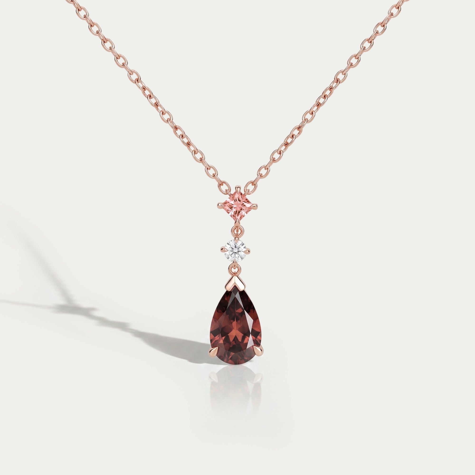 Red Pear Cut Lab Diamond Pendant Necklaces