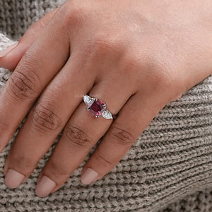 Ruby And Diamond Three Stone Ring