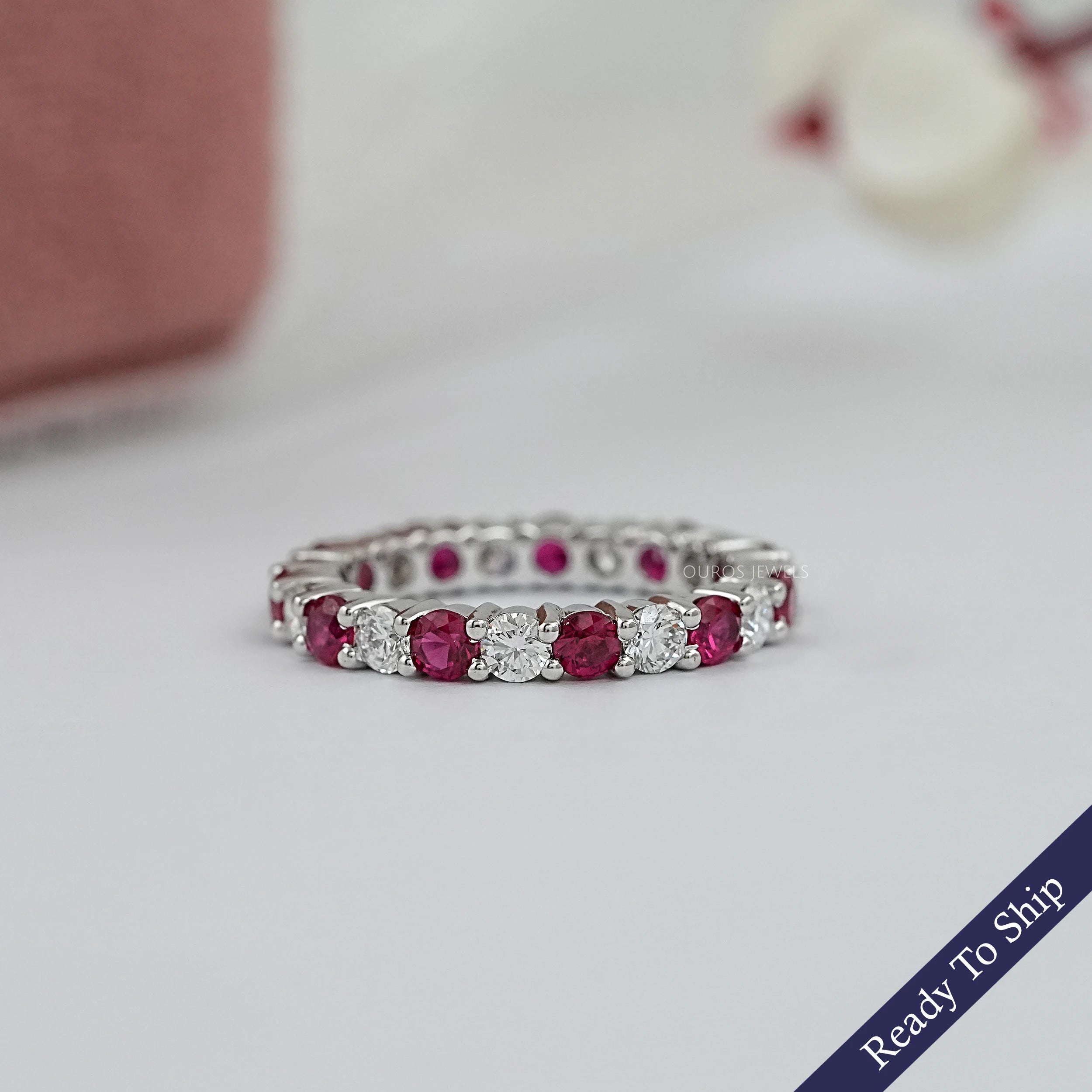 Reb Ruby And Diamond Alternative Wedding Band