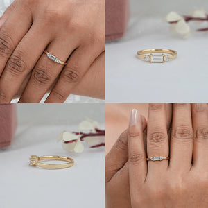 Baguette Cut Lab Diamond Dainty Ring