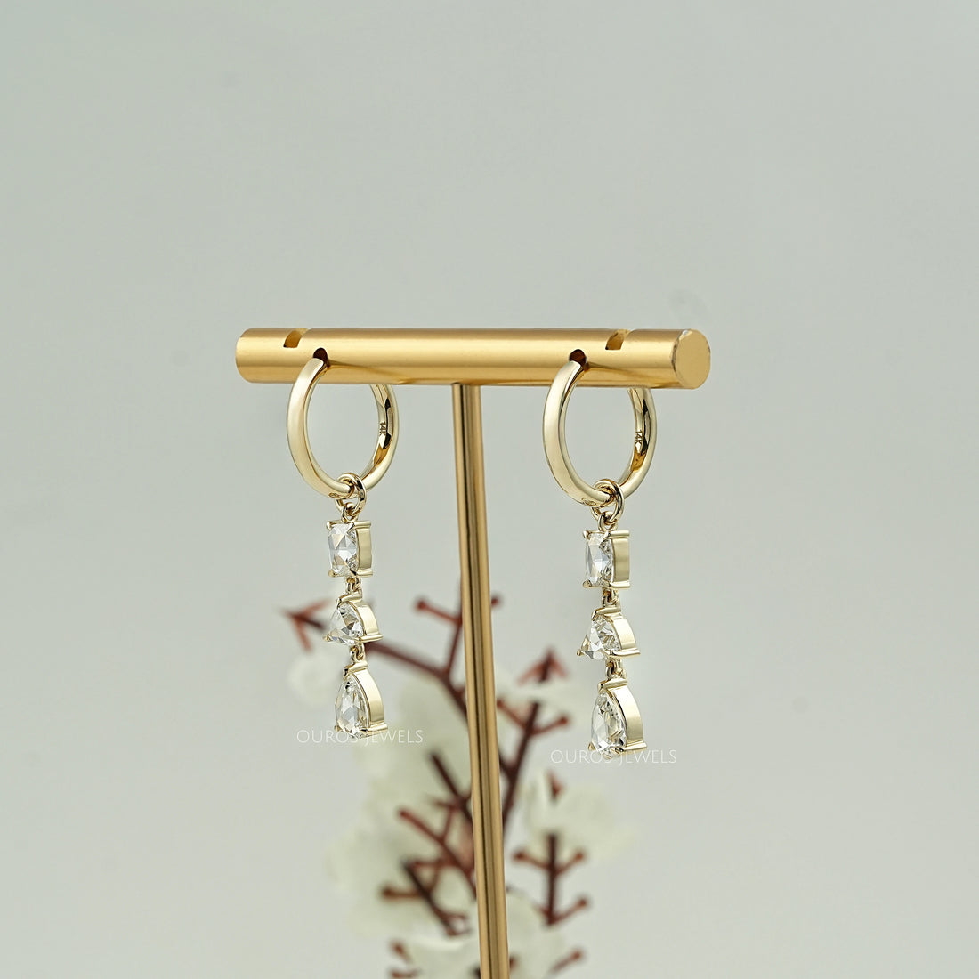Multi Shape Rose Cut Diamond Hoop Earrings Earrings