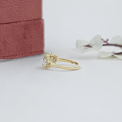Trilogy Rose Cut Round Diamond Engagement Ring Ring