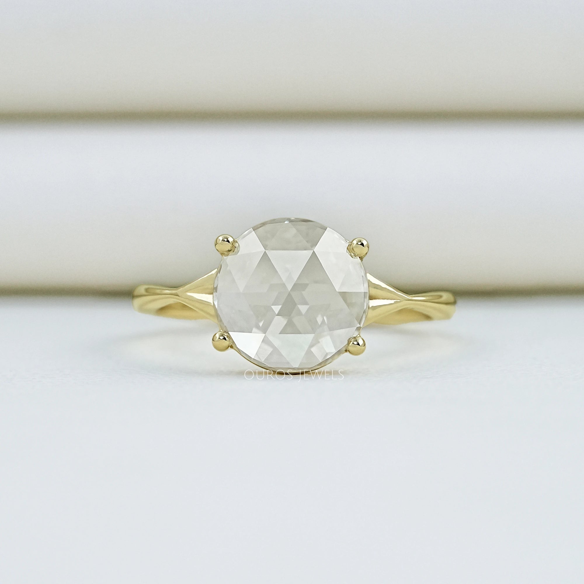 Rose Cut Round Diamond Split Shank Ring