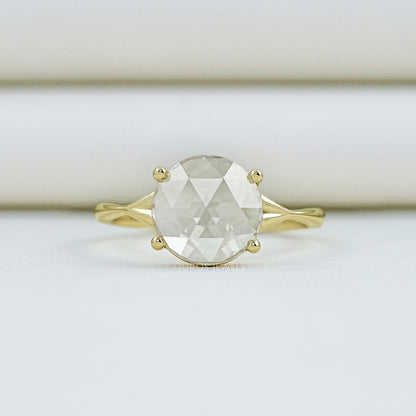 Rose Cut Round Diamond Split Shank Ring