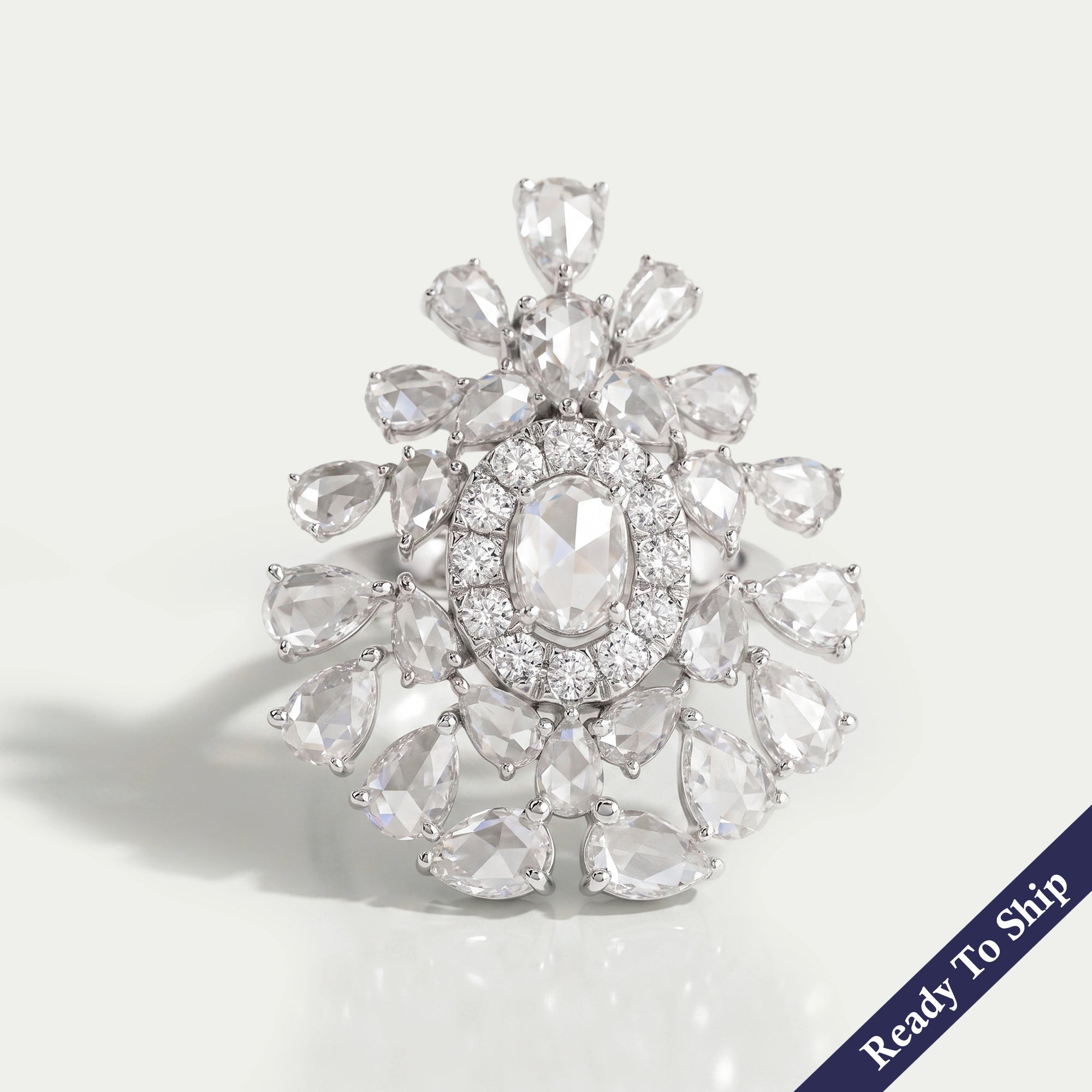Rose Cut Lab Diamond Cluster Ring Ring