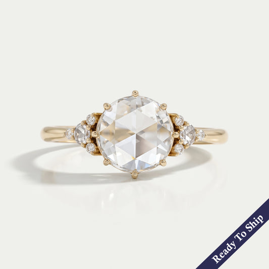 Rose Cut Round Diamond Solitaire Accent Ring Ring