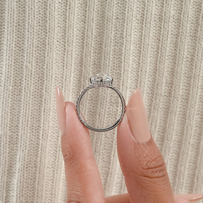 Rose Cut Round Diamond Hidden Halo Accent Ring