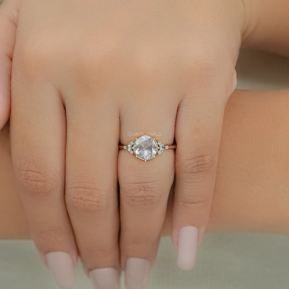 Rose Cut Round Diamond Solitaire Accent Ring Ring