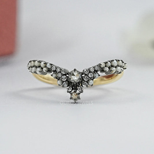 Rose Cut Round Diamond Cluster Curved Ring Ring