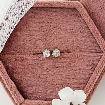 Rose Cut Round Lab Diamond Stud Earrings Earring