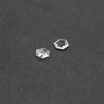 Rose Cut Hexagon Shape Lab Grown Diamond Pair Loose