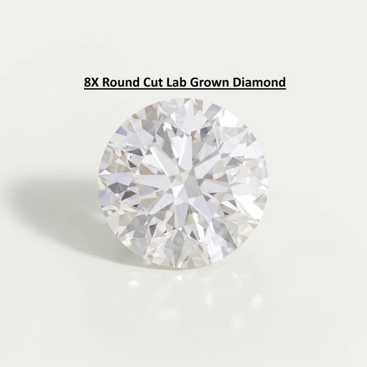 8X Cut Round Lab Grown Diamond Loose