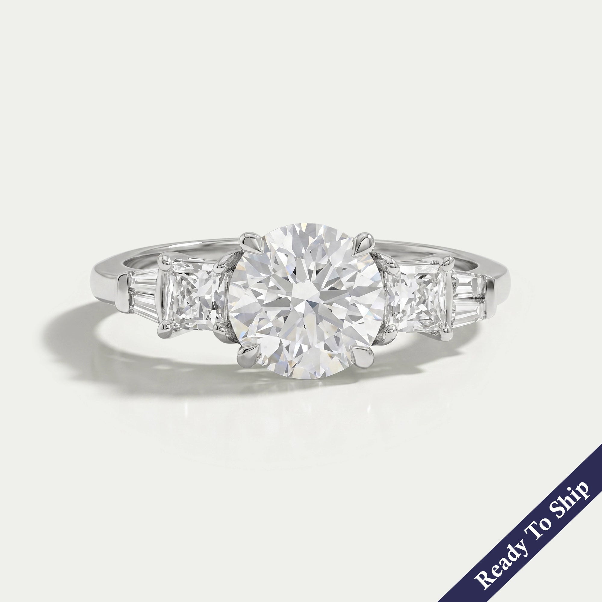Round And Princess Diamond Seven Stone Engagement Ring Rings