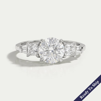 Round And Princess Diamond Seven Stone Engagement Ring Rings
