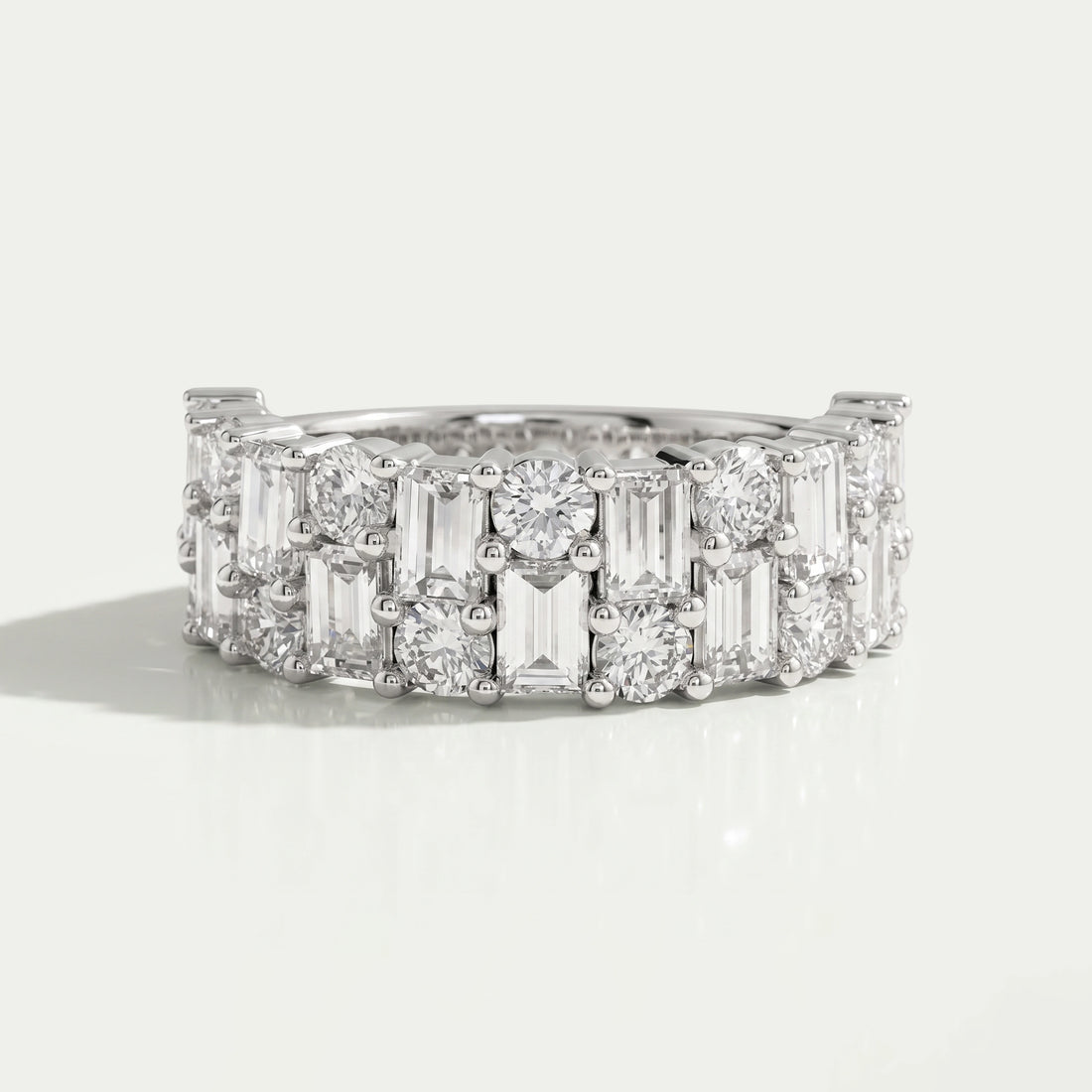 Baguette And Round Brilliant Cut Unisex Rings For Couples Ring