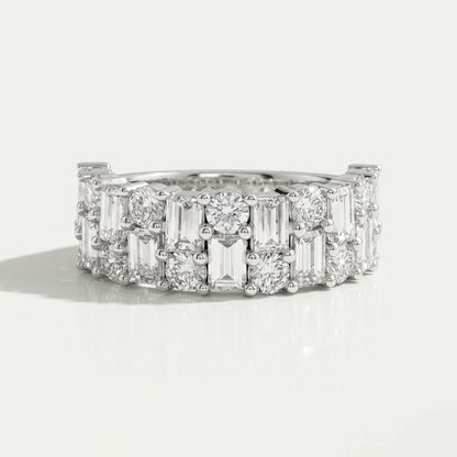 Baguette And Round Brilliant Cut Unisex Rings For Couples Ring