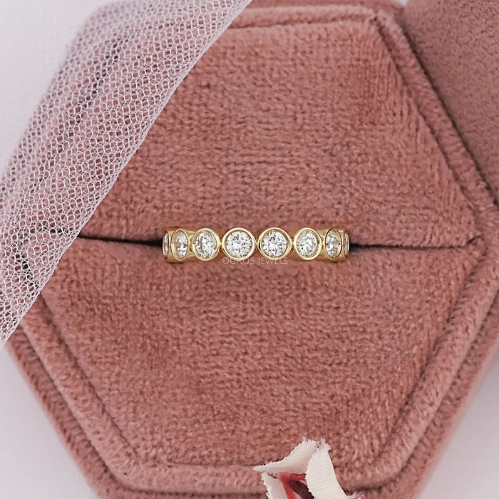 Round Lab Diamond Bezel Set Eternity Band Ring