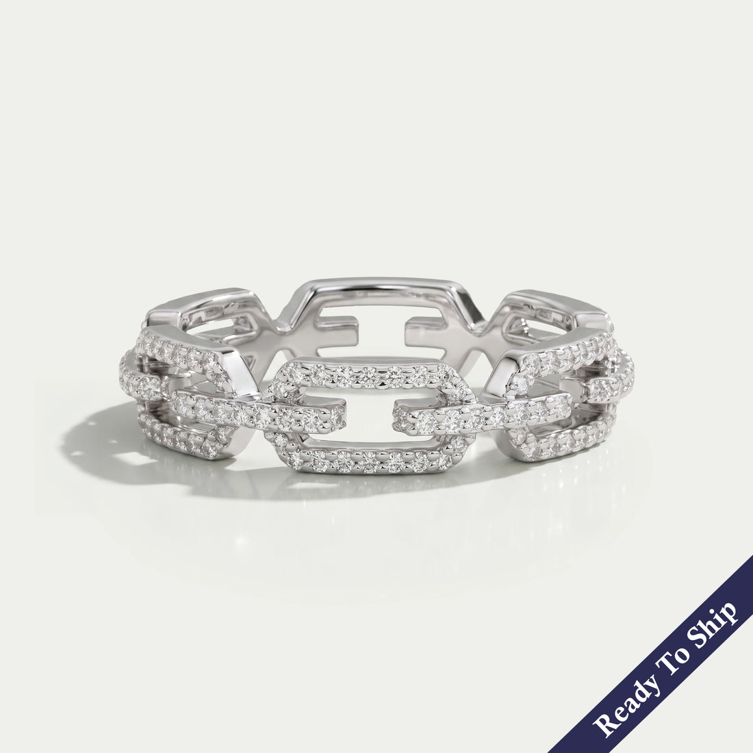 Round Cut Chain Link Wedding Ring