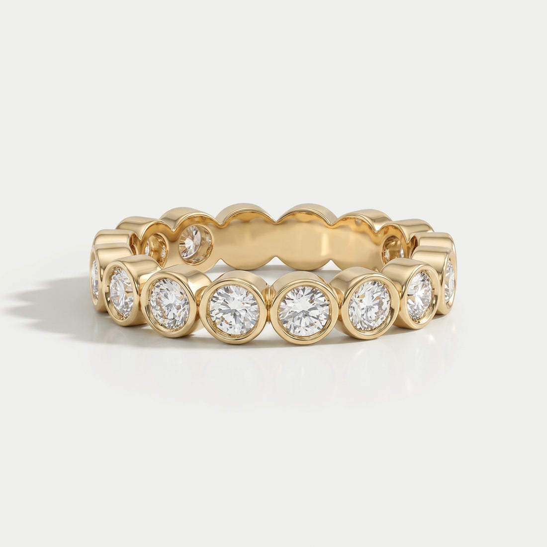Round Lab Diamond Bezel Set Eternity Band Ring