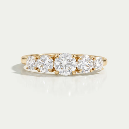 Cushion And Round Diamond Five Stone Engagement Ring Ring
