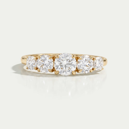 Cushion And Round Diamond Five Stone Engagement Ring Ring