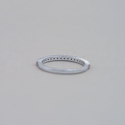 Pink Round Cut Lab Grown Diamond Half Eternity Band Ring