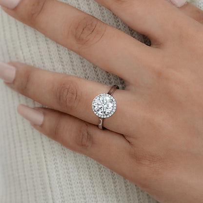 Round Brilliant Cut Halo Diamond Solitaire Engagement Ring Ring