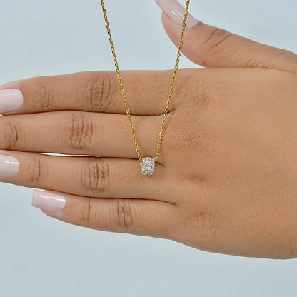 Round Lab Diamond Barrel Pendant Necklaces