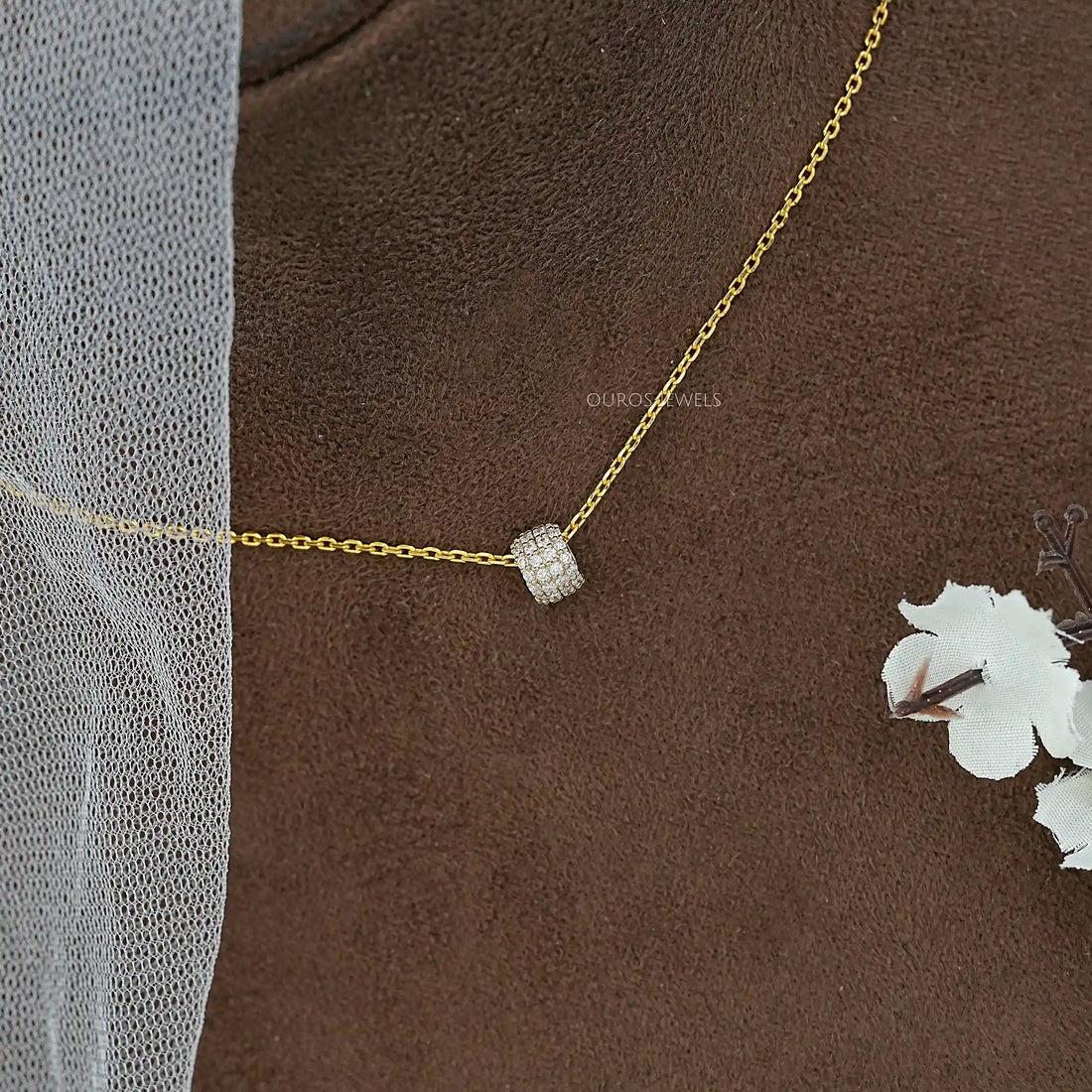Round Lab Diamond Barrel Pendant Necklaces