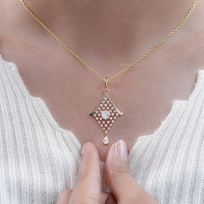 Portuguese Round Cut Lab Diamond Pendant